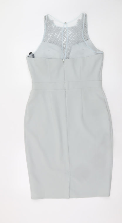 Little Mistress Women’s Grey UK 12 Pencil Dress with Lace Detail