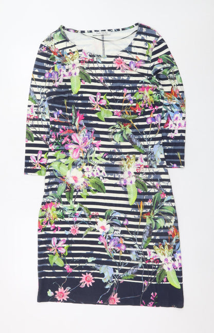 Betty Barclay Womens Multicoloured Floral Stripe Bodycon Dress Size 12