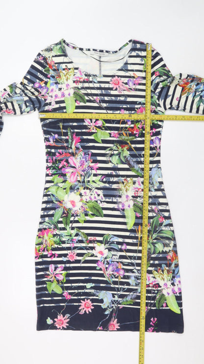 Betty Barclay Womens Multicoloured Floral Stripe Bodycon Dress Size 12