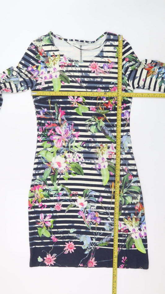 Betty Barclay Womens Multicoloured Floral Stripe Bodycon Dress Size 12