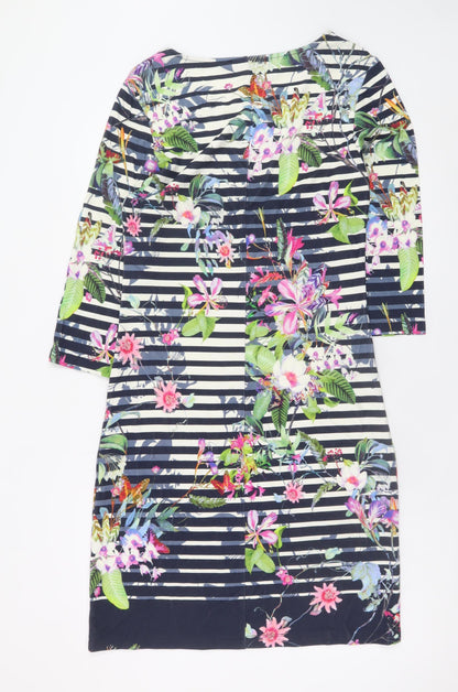 Betty Barclay Womens Multicoloured Floral Stripe Bodycon Dress Size 12