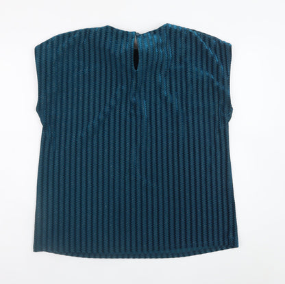 Gallery Women’s Blue Velvet Sleeveless Blouse Size 14