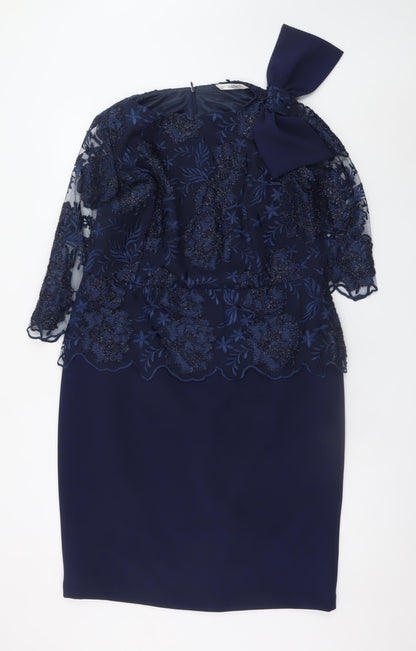 Via Veneto Women’s Blue Lace Sheath Dress Size 14 Formal Wedding
