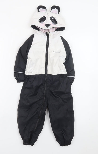 Regatta Baby Unisex Black White Panda Snowsuit 12-18 Months Hooded Winter