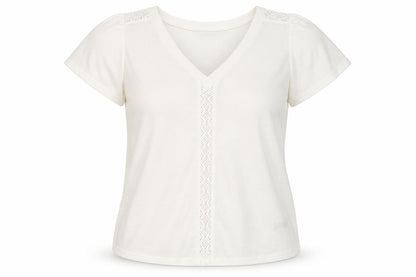 Dunnes Stores Womens Ivory V-Neck Short Sleeve T-Shirt Size S