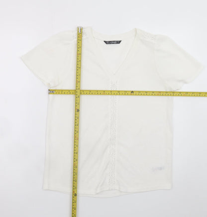 Dunnes Stores Womens Ivory V-Neck Short Sleeve T-Shirt Size S