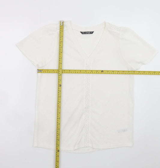 Dunnes Stores Womens Ivory V-Neck Short Sleeve T-Shirt Size S