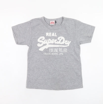 Superdry Boys Grey Graphic Logo T-Shirt 9 Years Regular Fit Short Sleeve