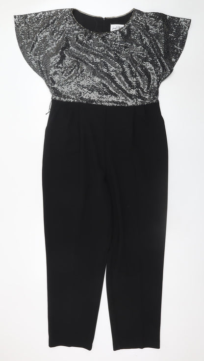 Joseph Ribkoff Womens Black Silver Sequin Jumpsuit UK 16 Partywear