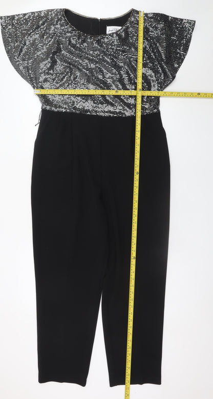 Joseph Ribkoff Womens Black Silver Sequin Jumpsuit UK 16 Partywear
