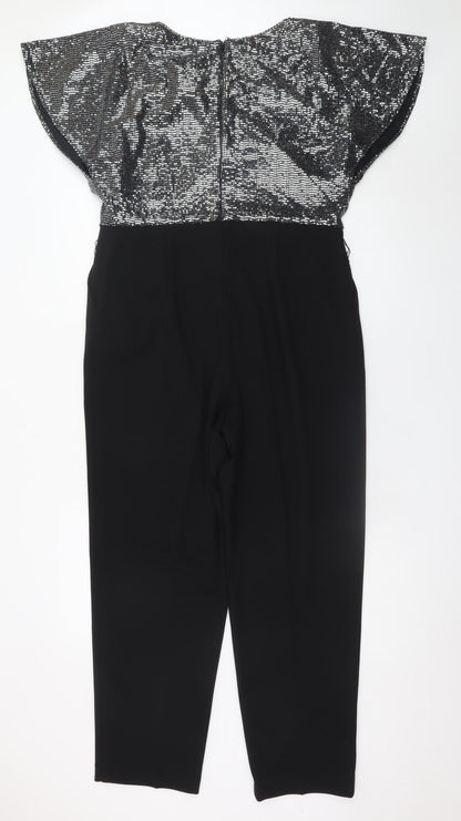Joseph Ribkoff Womens Black Silver Sequin Jumpsuit UK 16 Partywear