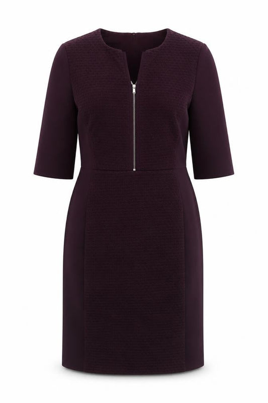 Front view of Dunnes Women Purple Sheath Knee Length Zip Dress, size 14