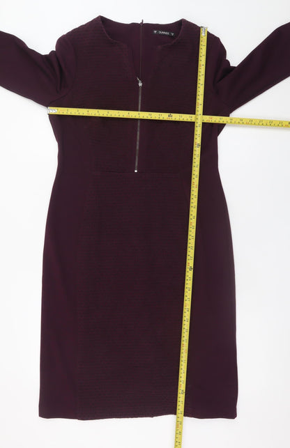 Dunnes Women Purple Sheath Knee Length Zip Dress Size 14