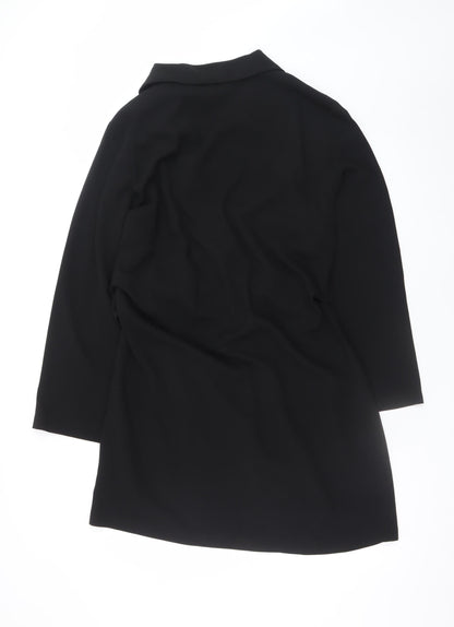 H&M Women Black Size 16 Wrap Dress Long Sleeve Belted