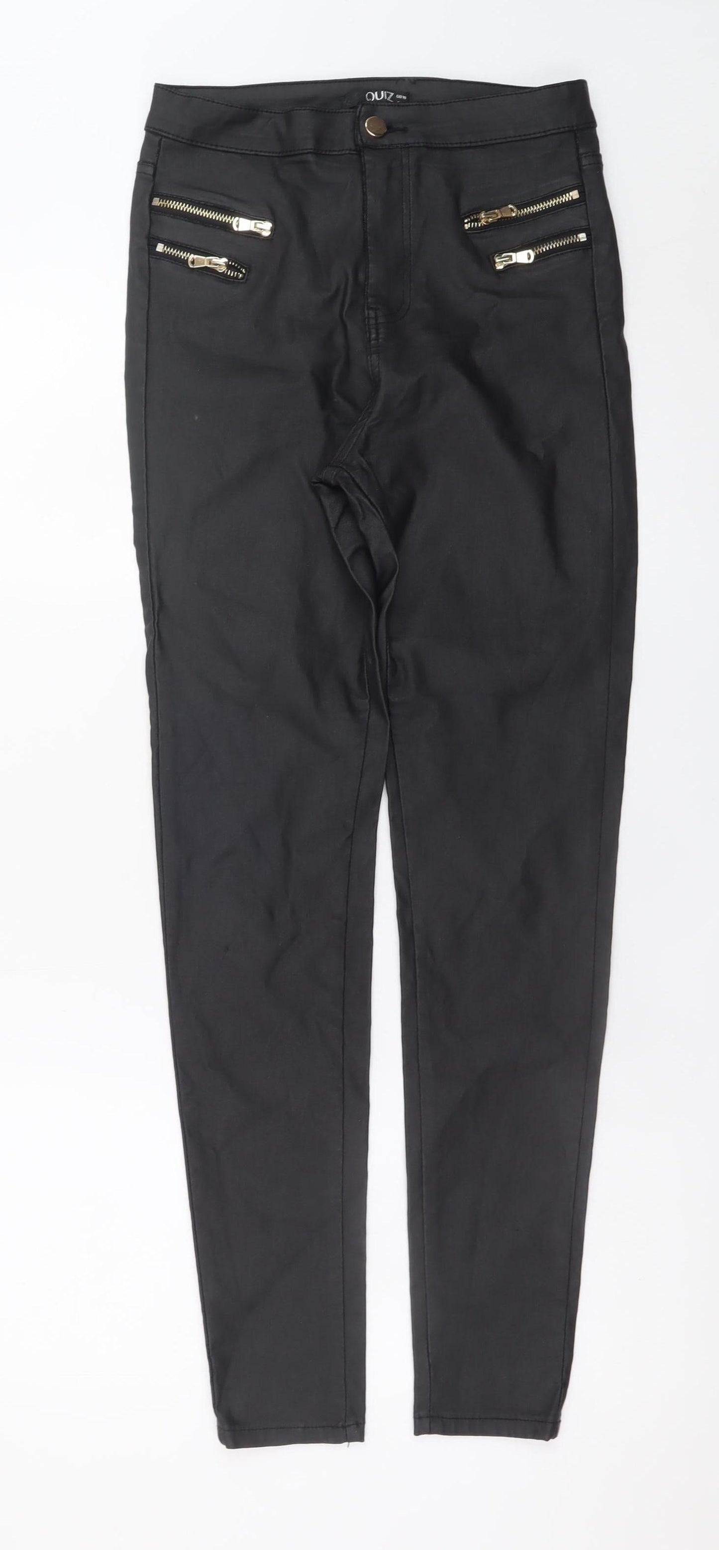 Quiz Women's Black Slim Fit Zip Jeggings Size 10