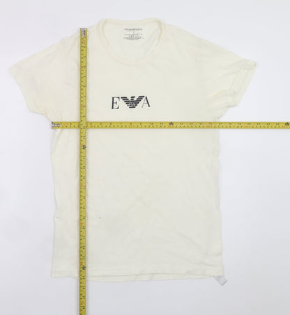 Emporio Armani Men’s Ivory Short Sleeve Slim Fit T-Shirt S