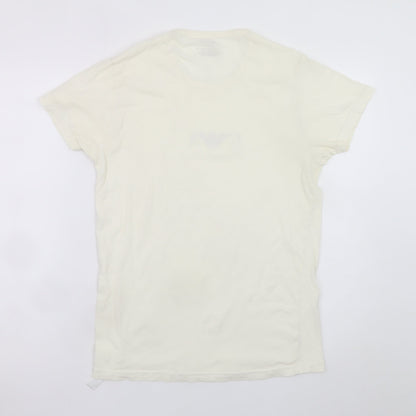 Emporio Armani Men’s Ivory Short Sleeve Slim Fit T-Shirt S