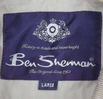 Ben Sherman Men's Beige L Bomber Jacket Cotton Full Zip Casual