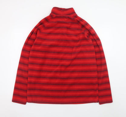 Cotton Traders Women's Red Striped Fleece Pullover Sweatshirt XL