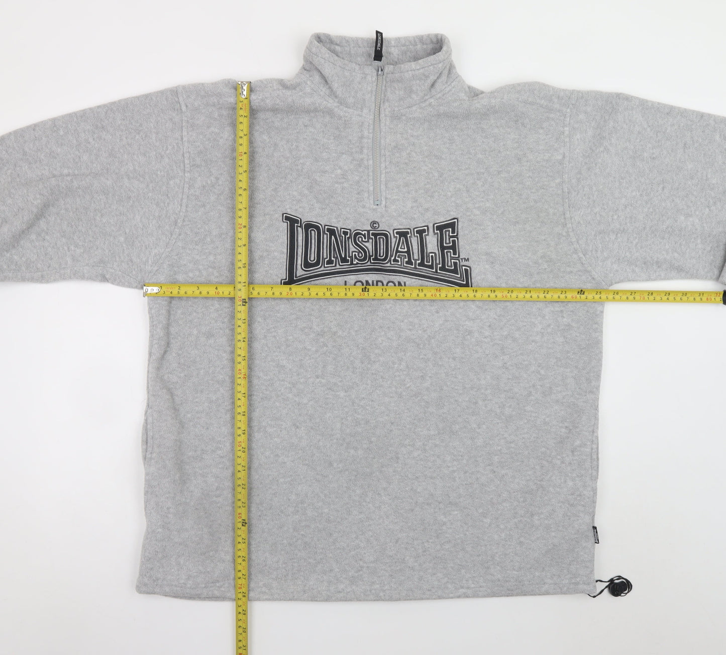 Lonsdale Men’s Grey Fleece 1/4 Zip Sweatshirt XL Regular Fit