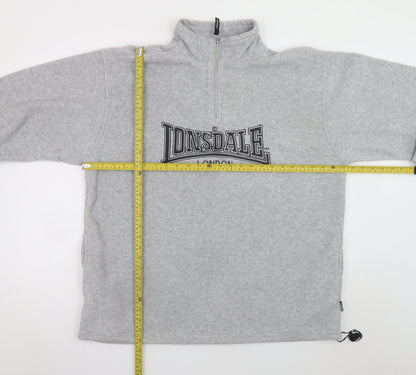 Lonsdale Men’s Grey Fleece 1/4 Zip Sweatshirt XL Regular Fit