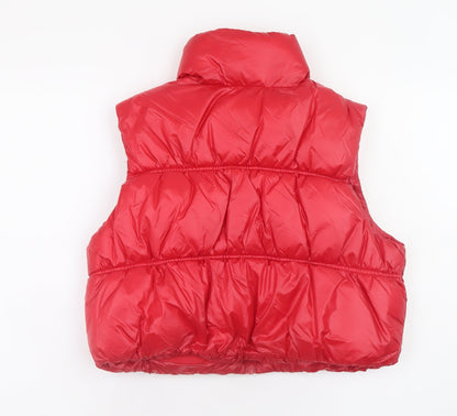 H&M Divided Women's Red Puffer Waistcoat Gilet Size S Casual Winter