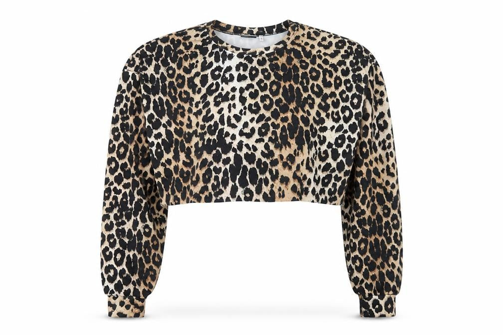 ASOS Design Women’s Leopard Print Crop Sweatshirt UK 18 Polyester Blend