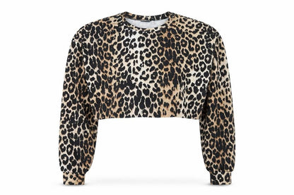 ASOS Design Women’s Leopard Print Crop Sweatshirt UK 18 Polyester Blend