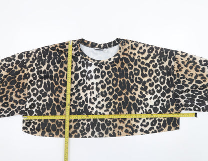 ASOS Design Women’s Leopard Print Crop Sweatshirt UK 18 Polyester Blend