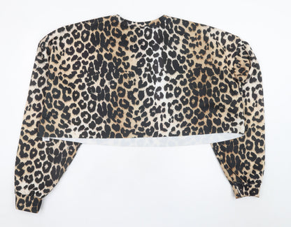 ASOS Design Women’s Leopard Print Crop Sweatshirt UK 18 Polyester Blend