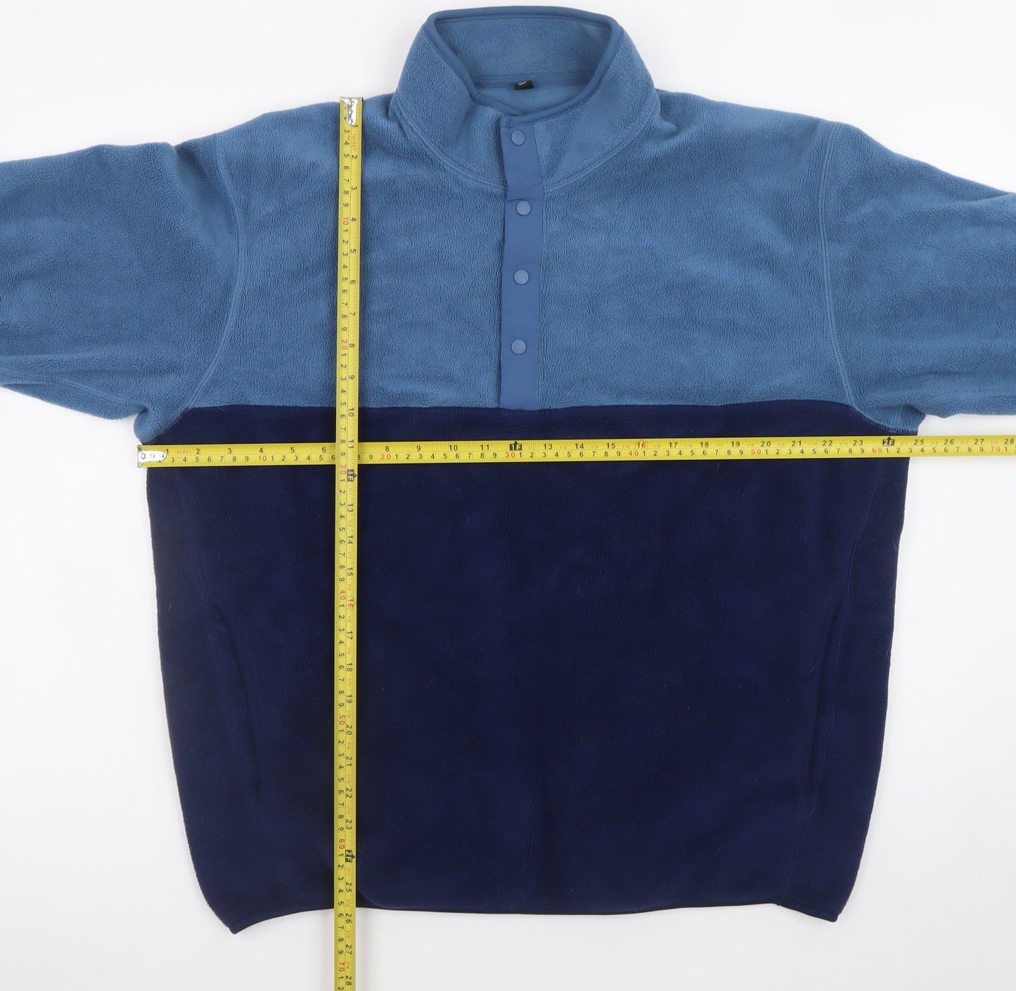 Uniqlo Men’s Blue Fleece Henley Sweatshirt Size L Regular Fit