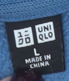 Uniqlo Men’s Blue Fleece Henley Sweatshirt Size L Regular Fit