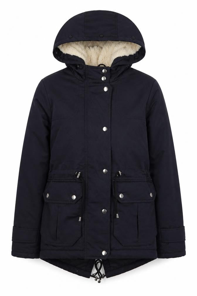 ASOS Women Black Parka Jacket Hooded Lined UK 4 Mid-Length Winter Coat