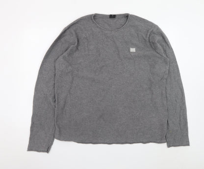 883 Police Men's Grey 2XL Crew Neck Cotton Pullover Jumper