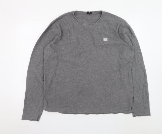 883 Police Men's Grey 2XL Crew Neck Cotton Pullover Jumper