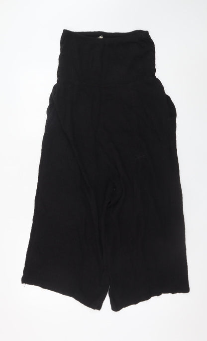 Next Womens Black Jumpsuit Size 10 Viscose Cotton Blend Wide-Leg