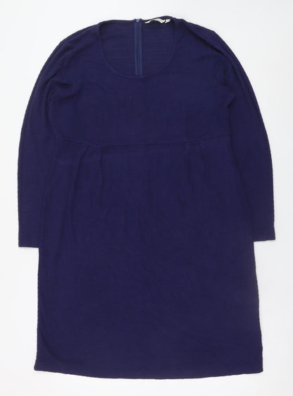 Adini Women's Blue Long Sleeve Shift Dress Size L Viscose Blend