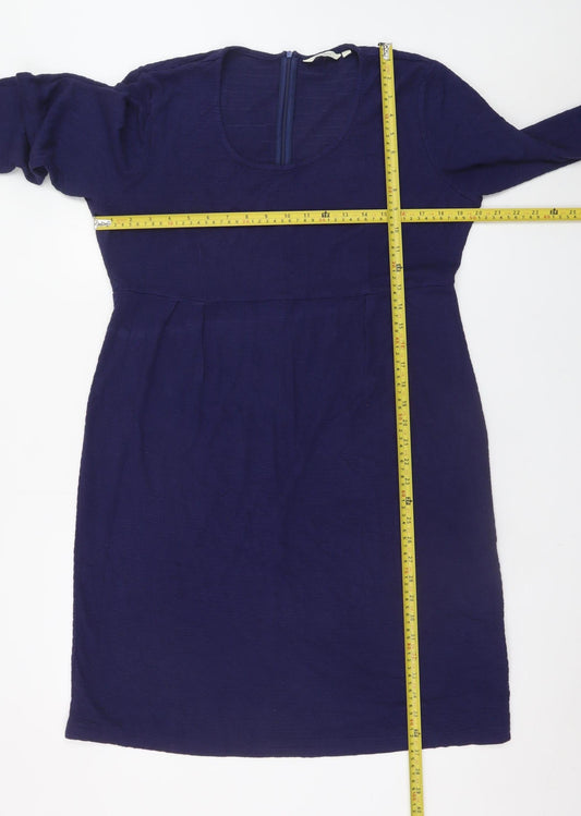 Adini Women's Blue Long Sleeve Shift Dress Size L Viscose Blend