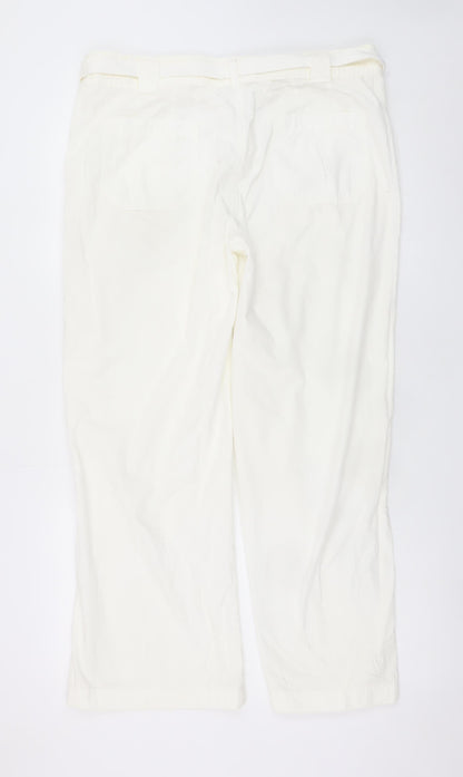 Marks and Spencer Womens Ivory Cotton Cargo Trousers Size 14