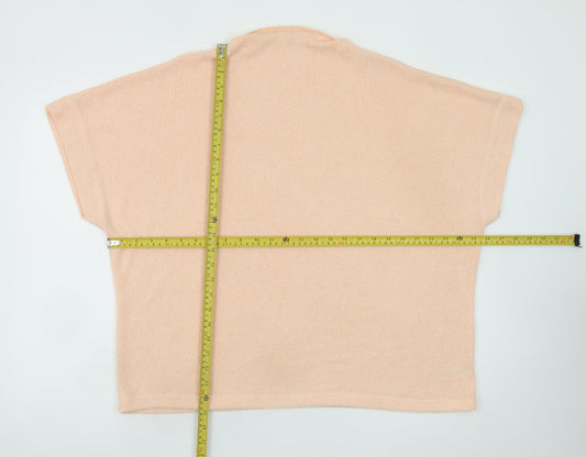 Gallery Womens Beige XL Relaxed Knit Short Sleeve Jumper