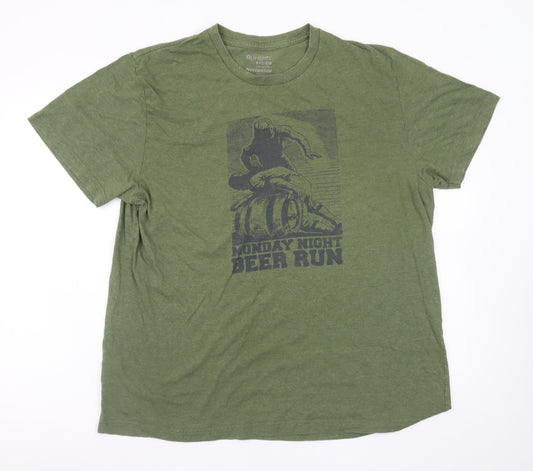 Old Navy Men’s Green XL Beer Run Graphic T-Shirt Short Sleeve Crew Neck