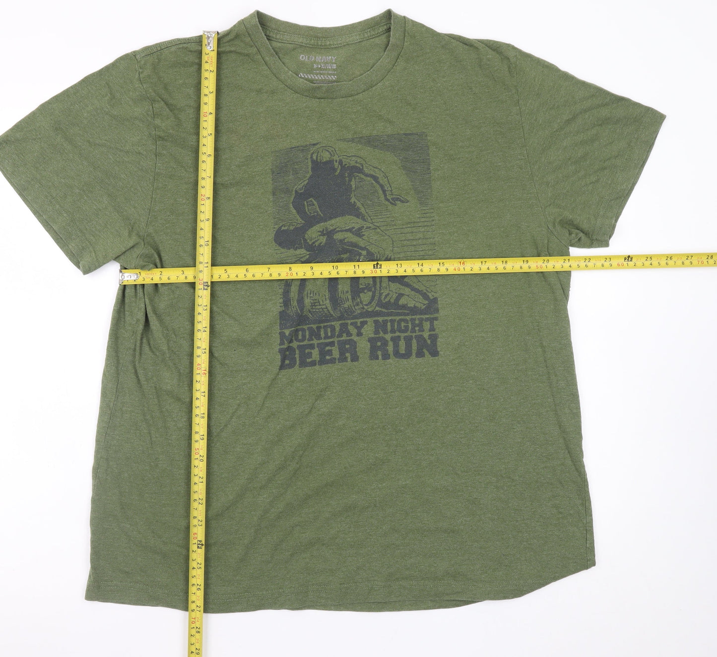 Old Navy Men’s Green XL Beer Run Graphic T-Shirt Short Sleeve Crew Neck