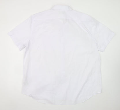 Marks and Spencer Men's White Short Sleeve Regular Fit 18.5in Dress Shirt