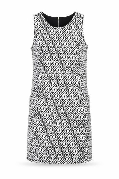 Vestry Women Black Geometric Shift Dress Size 12 Sleeveless