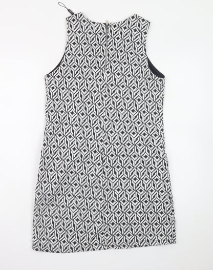 Vestry Women Black Geometric Shift Dress Size 12 Sleeveless