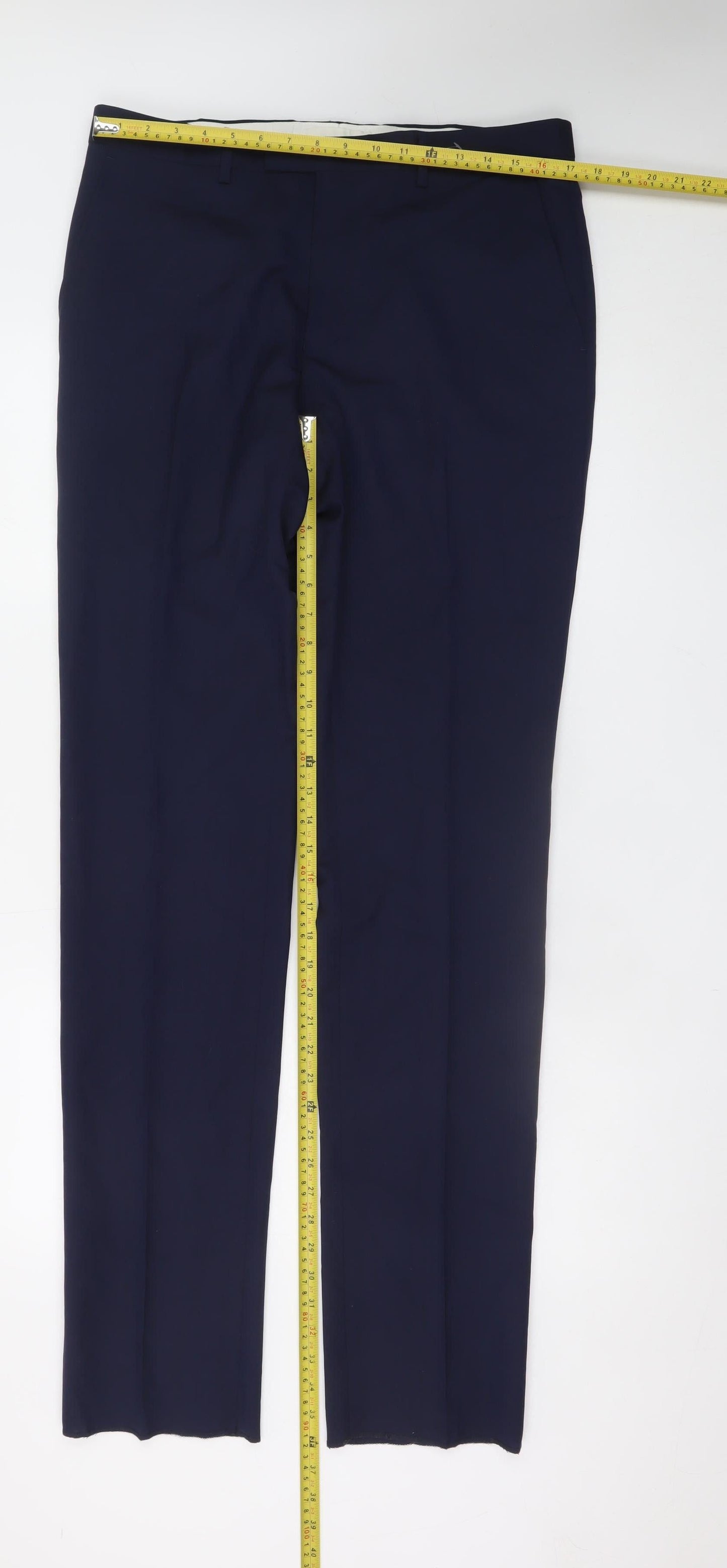 T.M. Lewin Men's Blue Wool Mohair Dress Trousers 34R