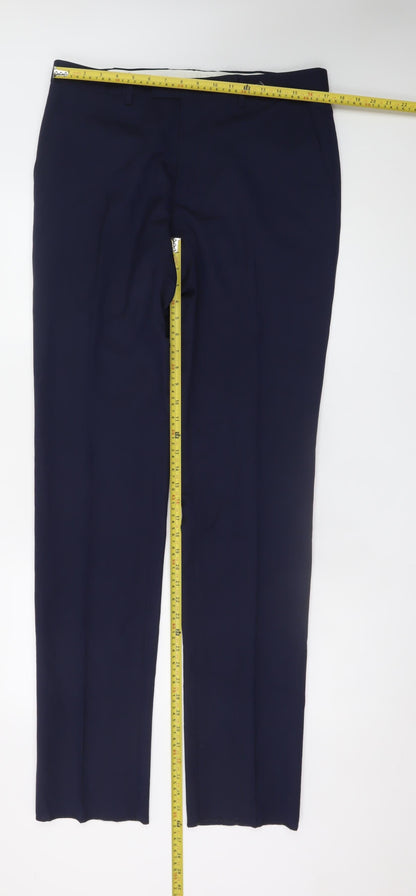 T.M. Lewin Men's Blue Wool Mohair Dress Trousers 34R