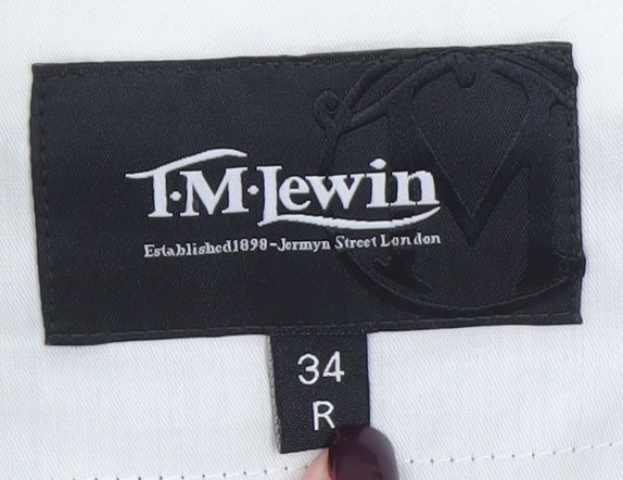 T.M. Lewin Men's Blue Wool Mohair Dress Trousers 34R