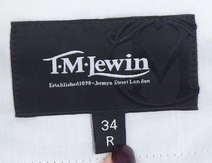 T.M. Lewin Men's Blue Wool Mohair Dress Trousers 34R
