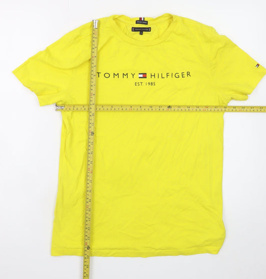 Tommy Hilfiger Men's Yellow Cotton Logo T-Shirt Size L